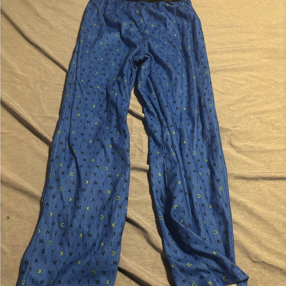 Calvin Klein Blue and Green Patterned Kids Pants